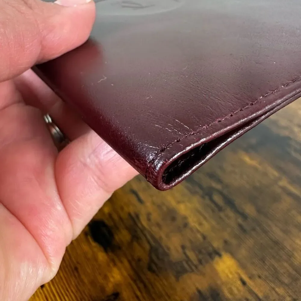 Cartier Vintage Bordeaux Leather‎ Long Bifold Vertical Wallet
